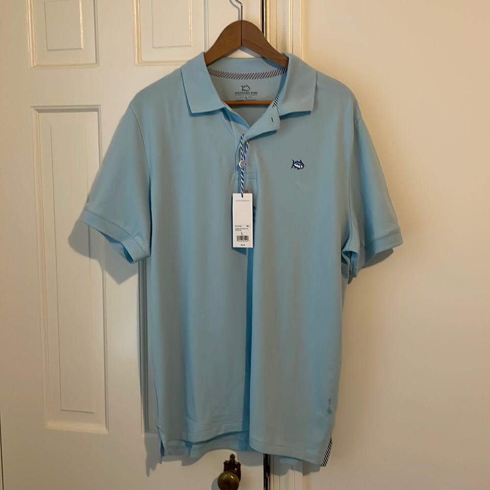 Mens Southern Tide light blue polo shirt